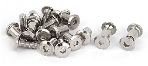 sourcing map 10 Sätze Schraubpfosten passend für 1/4(6mm) Lochdurchmesser Innendurchm. M6x16mm Gürtelschnalle Bindungsschrauben Lederverschluss