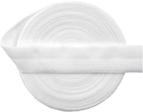 chiwanji 10m elastisches Einfassband Falzgummi 20mm Elastisch Schrägband für Manschetten, Hosen, Shorts, Weiß