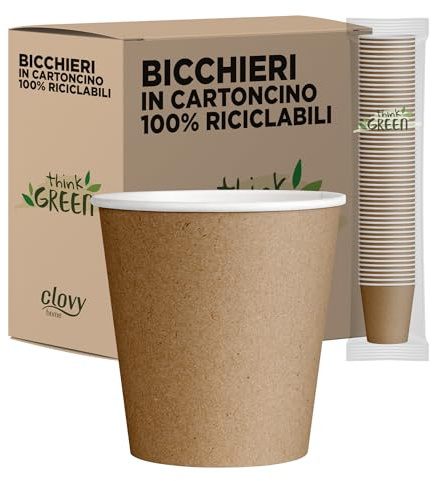 cubex professional 500 Bicchieri in Carta da 75 ML Avana, per Caffè, Acqua, Bevande Calde e Fredde, 100% Riciclabili