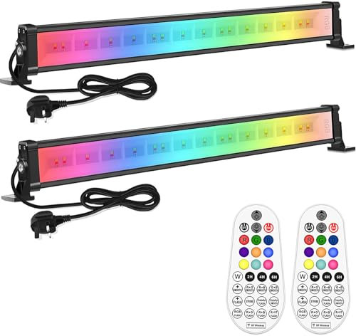 MEIHUA RGB LED Wall Washer Light Bar 25W With Remote Control, Color Changing Stage Light for DJ Parties, Birthday, Christmas, Halloween, Garden Festival Decorative 2 Pack