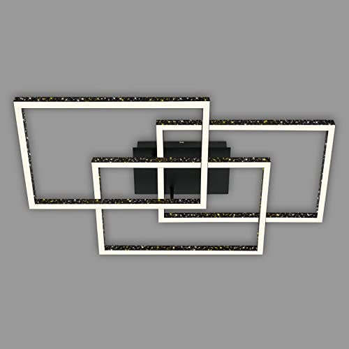 BRILONER Leuchten - LED Deckenleuchte mit Glitzereffekt, Deckenlampe Dimmbar, Schwenkbar Warmweißes Licht, Frame, Schwarz, 3752-015