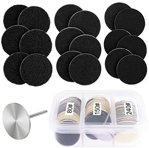 Rolybag Sanding Paper Discs with Metal Nail Drill Bit Foot Sandpaper Discs 25mm Foot File Sandpaper Discs for Manicure Pedicure,#80#150#240 Fine Boxed