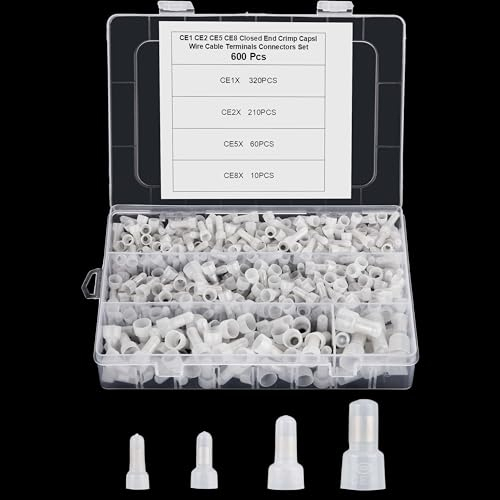 KOXXIAMOQ 600 Pièces de Connecteurs à Sertir Fermés, Embouts de Câbles, Capuchons de Connecteurs de Câbles Cocarde, 22-18 16-14 12-10 AWG