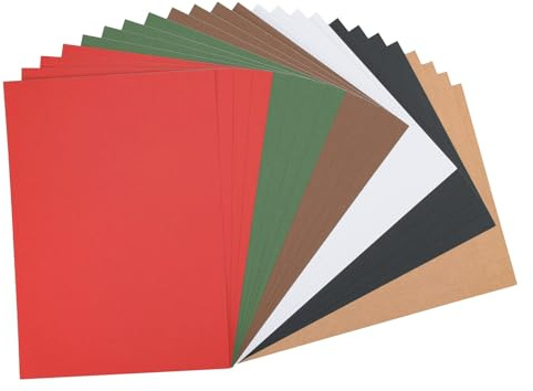 Vaessen Creative Florence Självhäftande Cardstock – A4 pysselpapper – A4 – färgmix jul – 24 stycken – tryckbart papper – för pyssel och hobbyprojekt