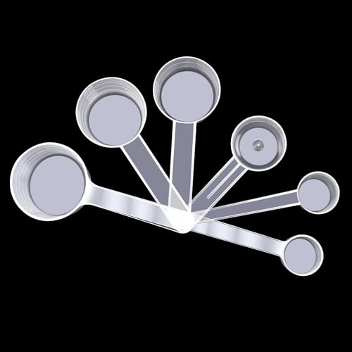 Smivyhp 6 Größen Messlöffel,Plastik Dosierlöffel 8ml,10ml,20ml,30ml,40ml,50ml Proteinpulver Dosierhilfe Waschpulver Portionierlöffel Gramm Dosier-löffel mit Skala für Backmessen und Flüssigkeit