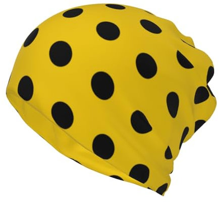 BEntLi Beanie-Mütze, Halsmanschette, Strickmütze, Gesichtsmaske, Schal, Sturmhaube, lässige Laufmütze, Schwarze und gelbe Punkte