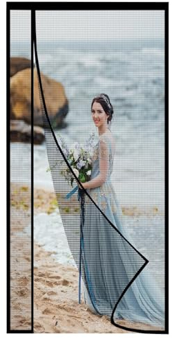 Fliegengitter Magnet Tür, Fliegenvorhang Magnet Balkontür Ohne Bohren, Insektenschutz Vorhang, Moskitonetz türe, fliegentüren für Wohnzimmer Terrassentür (Schwarz),105x240cm