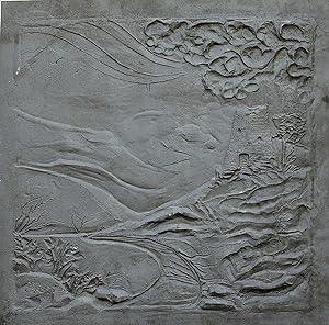 Lunaway Dekorplatte Landschaft aus Gusseisen für Kaminverkleidung | Maße: 60 x 60 cm | Breite 1 cm