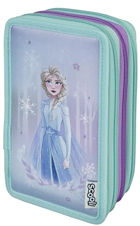 Scooli - Tripledecker Schüleretui Frozen - Großes Schüleretui mit hochwertigen Stiften - praktisch und funktional - für die Schule und unterwegs - hochwertige Qualität - ab 6 Jahren