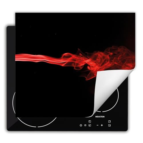 DarHaus Herdabdeckplatte Einteilig Küche Herdabdeckung Ceranfeld Herdabdeckplatten Anti Rutsch Matte Aufrollbar 60x52 cm, rot - schwarz