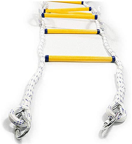 WJFLUCK Soft Ladder Seilleiter für Erwachsene, Notfallleitern 3 m, 5 m, 8 m, 10 m, 15 m, 20 m, für Fenster und Balkon, Heimklettern, Feuerleiter, wiederverwendbar, mit Haken/15 m
