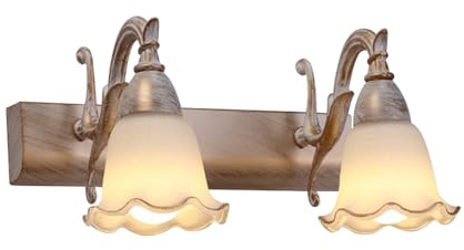 YFMYY Applique da Parete Vintage Europeo, Lampada da Parete retrò in Metallo Dorato Dipinto a Colori, apparecchio di Illuminazione a Parete per Interni, Lampada da Parete in Vetro Floreale