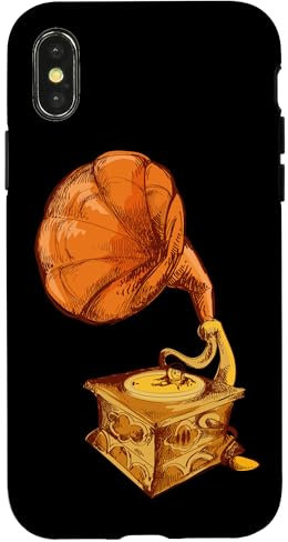 Custodia per iPhone X/XS Fonografo Grammofono Classic Music Instrument Illustrazione