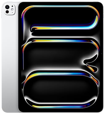 Apple 13 iPad Pro (M4): Ultra Retina XDR Display, 1 TB, 12 MP Querformat Frontkamera/12 MP Rückkamera, LiDAR Scanner, WLAN 6E, Face ID, Batterie für den ganzen Tag, Standardglas – Silber