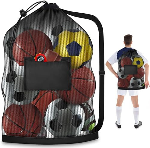 Extra Large Mesh Ball Bag, Heavy Duty 24x36 Hold 8-10 Soccer Basketball