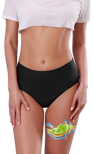 Perioden Bikinihose Perioden Bademoden zum Schwimmen, Bikini Hose Perioden Badebekleidung, Perioden Bikinihosen Swimwear Auslaufsichere Menstruationsunterwäsche für Mädchen Teenager (Black, L)