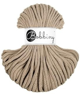 Premium Baumwoll-Flechtschnur - 5mm x 50m - Vielseitige Makramee-Kordel für Stricken, Weben, DIY-Basteln und Heimdekoration - Hochwertige Bunte Bastelschnur - Sand