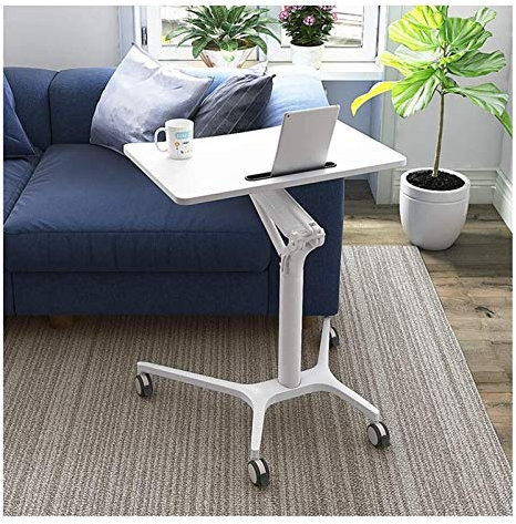 SFNIOKFG Überbetttisch Rollen Nachttisch C-förmiger Sockel Laptop-Schreibtisch Home-Office-Beistelltisch Mobiler Tisch Arbeitsstation Betttablett Betttisch, Verstellbare Standhöhe, Lazy Nac