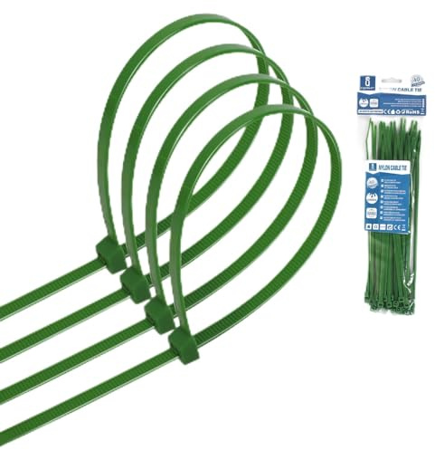 Green Nylon Cable Ties (40 pcs) 3.6 x 200 mm, Ideal for securing and organizing Cables Effectively, Strong and Durable, DIY and Maintenance Projects.