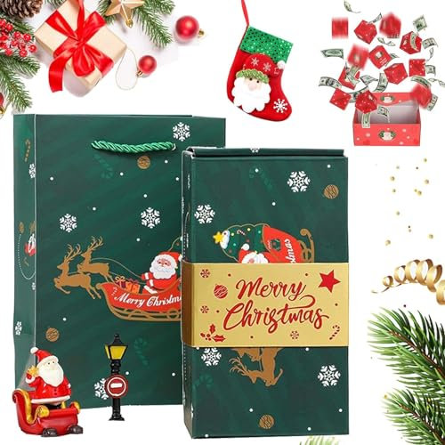 Geldüberraschung Geschenkbox, Weihnachten Explosion Geschenkbox, Explosion Überraschung Geschenkbox für Geld, Faltbare Pop-Up Geschenkbox, Explosion DIY Geschenkbox für Geburtstag (Grün, 10 Stück)