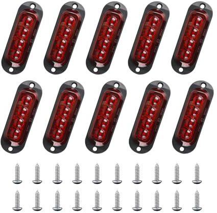 ECLECO Lot de 10 clignotants avant LED 12-24 V - Feu de position latéral stroboscopique - Feux latéraux - E8 - Feu clignotant pour voiture, camion, tracteur, camping-car, caravane - Rouge