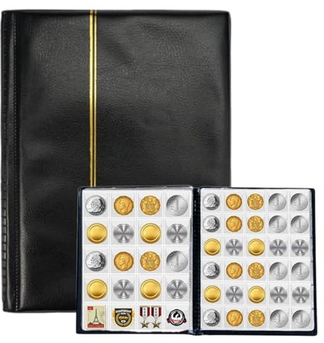 WUSJCOF Archivador Numismático,10 páginas,album monedas numismatica,album de monedas,album para monedas,organizador de monedas,puede almacenar 250 monedas por pieza,(negro)