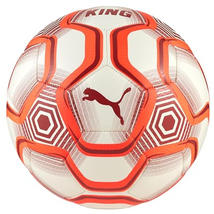 PUMA, Pallone da calcio King Ball, unisex, bianco e arancione, taglia 5