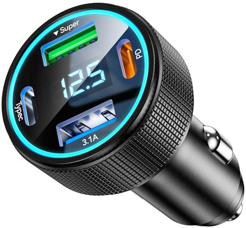 NEUTYPECHIC Presa USB Auto 4 Porte di Ricarica, Caricatore Auto Ricarica Super Veloce da 66 W, Accendisigari USB Applicabile ad Accendisigari, Telefono Cellulare, MP3, MP4, Macchina Fotografica