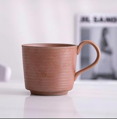 Gohobi handgjord stengods stor mugg – japansk keramisk kaffekopp i vintagestil – hantverkare handglaserad keramik (orange)