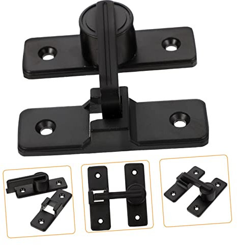 DIYEAH Chiavistello per Porta in Acciaio Inox Nero, Serratura da Parete senza Foratura, Robusta e Stabile per Porte in Legno e Esterni