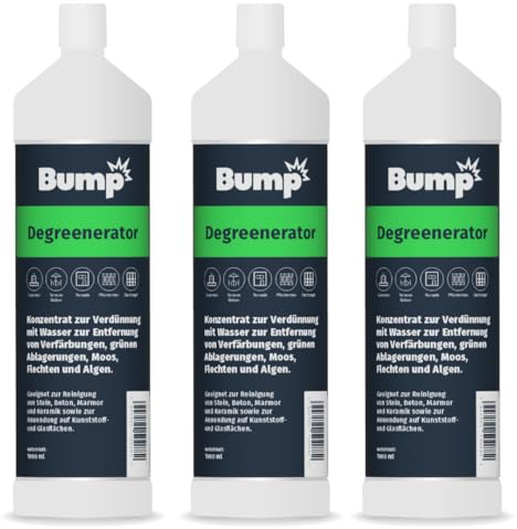 BUMP DEGREENERATOR 3L Konzentrat Grünbelagentferner Fassadenreiniger Steinreiniger Marmorreiniger – Entfernt selbsttätig Grünbelag von Stein Terrasse