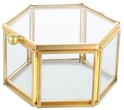 Veemoon Leicht Luxus Schmuckkästchen Sechseckig Aus Transparentem Kanten Kleine Aufbewahrungsbox Für Armbänder Und Ringe Eleganter Schmuck Organizer Für Zuhause Und Schlafzimmer