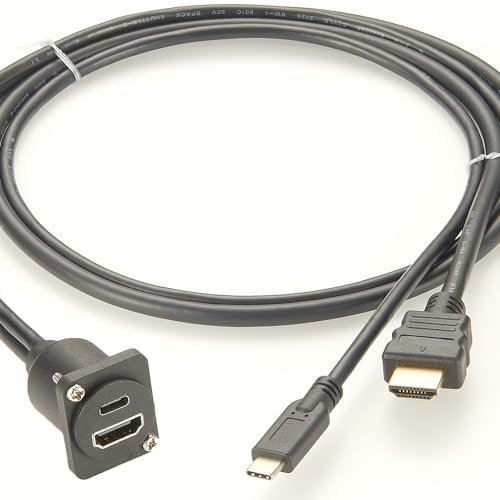 Plinkwirekb Dual USB 3.1 C HD-MI Combo Extension Cable 10Gbps 4K@30hz Chassis Panel Mount Cable for Camera Pan Tilt Head 3D Camera Gimbal