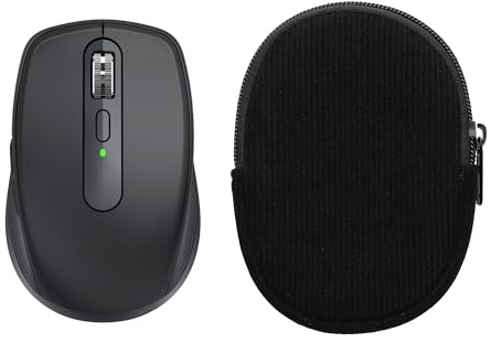 kwmobile Estuche Compatible con Logitech MX Anywhere 3 / Anywhere 3S Estuche Ratón - Funda para Mouse con Cremallera - Exterior de Pana e Interior de Neopreno - Negro
