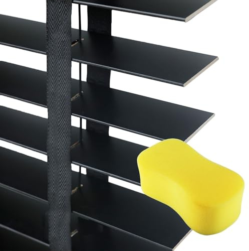 NRQCJM Hochwertige Holzjalousie mit 5 cm Lamellen Horizontale Innenjalousie aus Holz Breite 25 35 50 65 80 90 100 135 160cm Maßanfertigung Verdunkelung & Sonnenschutz für Fenster(Schwarz)