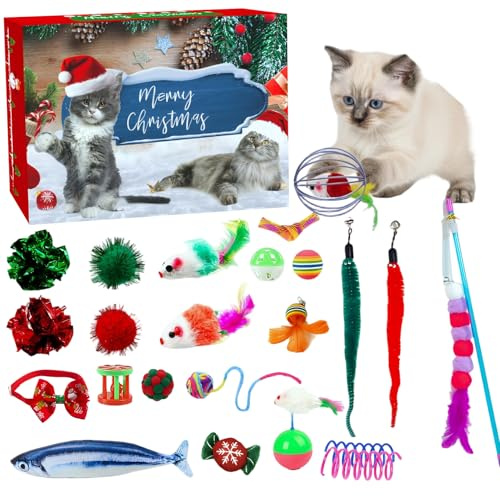 Calendrier de l'Avent pour chats 2025, jouets pour chats | Calendrier de Noël pour chats | Calendrier de l'Avent cadeau de Noël