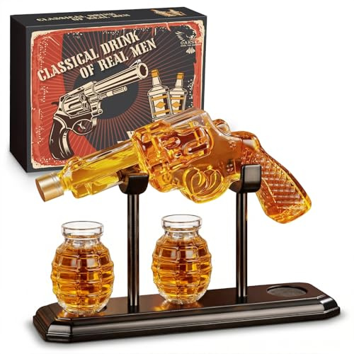 Oaksea Whiskey Decanter Sets for Men, Liquor Decanter Set with 2 Glasses, Handcrafted Birthday Gifts for Daddy Dad Brother, Whiskey Gift Sets for Men, Anniversary Cool Gifts for Him Husband
