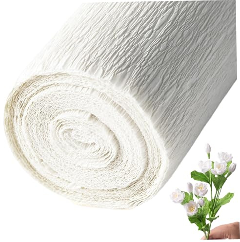 1 rulle Crepe-papper 238 x 50 cm förtjockat vitt Crepe-pappersrulle rivbeständigt och lätt att forma ark för blommor festdekorationer hantverk och mer vitt