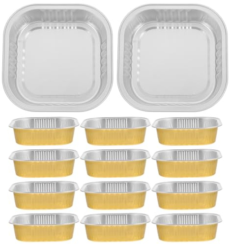 OUNONA 20 Pezzi Contenitori Usa e Getta in Alluminio da 220ml, Teglie Quadrate Resistenti al Calore, Eleganti e Facili da Trasportare per Cottura e Asporto