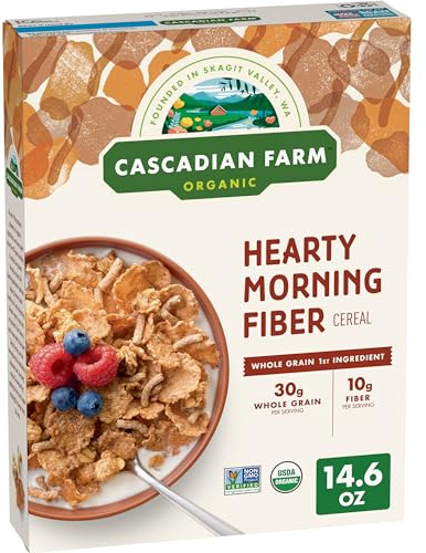 Cascadian Farm Organic Hearty Morning Fiber Cereal, Whole Grain, 14.6 oz