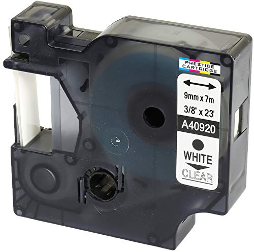 Kassette 40920 weiß auf transparent 9mm x 7m Schriftband kompatibel für LabelManager LM 100 150 160 200 210D 260 280 300 350 350D 360D 400 420P 450 500TS PC PC2 PnP LabelWriter LW 400 450 Duo
