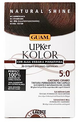 Guam, Upker KOLOR, Natürliche permanente Haarfarbe mit Undaria-Meeresalge und Bio-Extrakten, Ammoniakfreie Farbe, Made in Italy, Farbton 5.0 HELLBRAUN