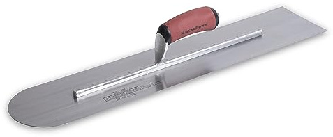 Marshalltown Glättkelle mit vorne runder Front, gebogener DuraSoft Griff, aus Carbonstahl, für Boden und Beton sehr gut geeignet, Grösse der Kelle: 610x102 mm
