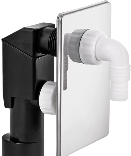 Schläfer 655850 | Sifone da Incasso per Lavatrice, Pipetta in PVC Ø 40/50mm, con Placca di Copertura Cromata, Compatibile con Lavastoviglie, Raccordo Portagomma con Attacco da 19-53mm