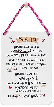 Zinn-Plaque mit inspirierenden Worten Sister (Schwester)