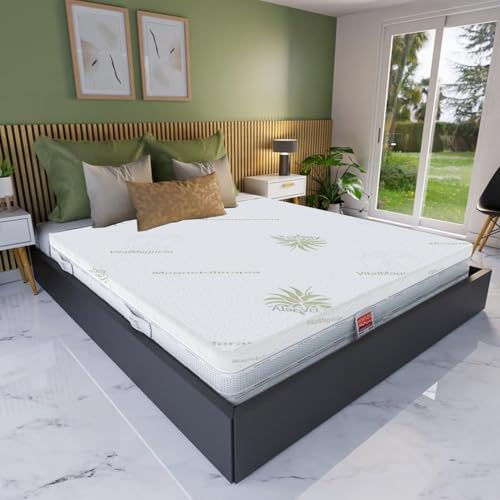 Morflex®-Guscio Fodera Ricambio Veste Materasso Matrimoniale 190X160 Alto 20 cm-Rivestimento Sfoderabile Imbottito con Cerniera-Tessuto Aloe Vera con Cerniera -Fascia Traspirante- Produzione Italiana