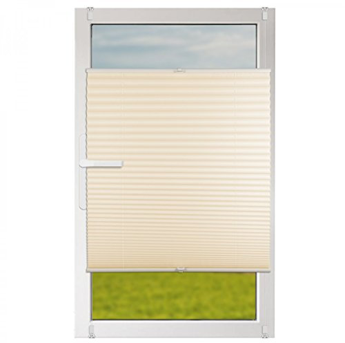 Klemmfix Plissee Jalousie mit Klemmträger :: Rollos für Fenster ohne bohren 45x130 cm beige
