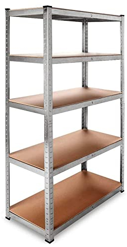 T-LoVendo Estantería Metálica Almacenaje de Acero Galvanizado + 5 Baldas MDF, 180 x 90 x 40cm, Modular, Baldas Ajustables, trastero, Garaje