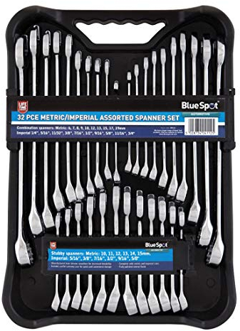 Bluespot 04112 Schraubenschlüssel-Set, metrisch/imperial, 6-19 mm, 32-teilig