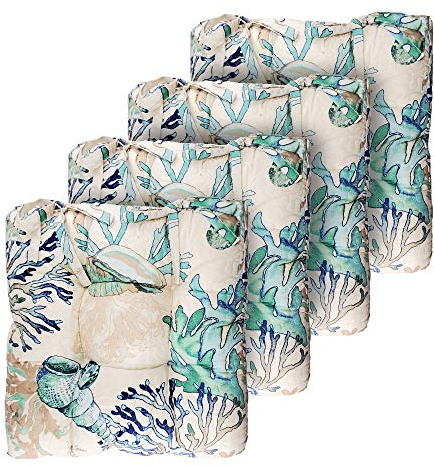 Greenland Home Triple-Cushioned 18x18-inch Chair Pad - Seat Cushion, Set of 4, Atlantis